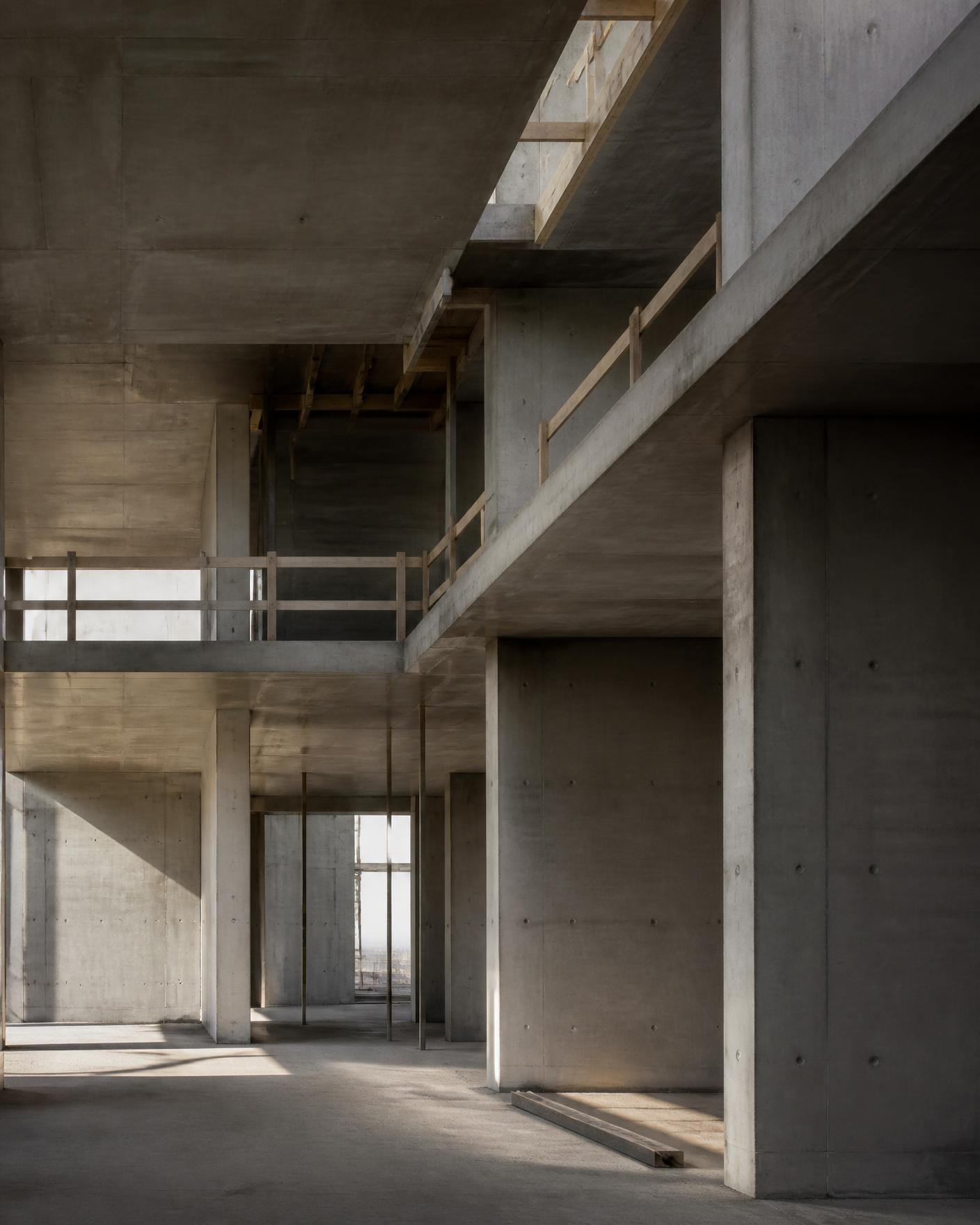 Exposed concrete structural frame under construction